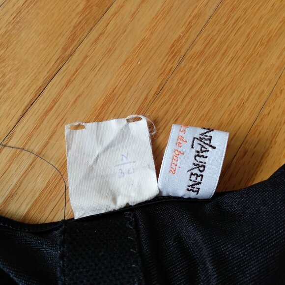 Vintage YSL Swimsuit Sz 14 Yves Saint Laurent Black Ruched 1 Piece Bathing Suit - Picture 10 of 16